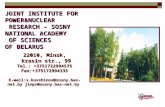 JOINT INSTITUTE FOR POWER&NUCLEAR  RESEARCH – SOSNY NATIONAL ACADEMY  OF SCIENCES OF BELARUS