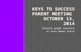 Keys to Success  parent meeting  October  13, 2014