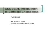 CSC 301H, Introduction to Software Engineering