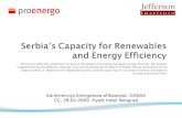 Serbia’s Capacity for  Renewables  and Energy Efficiency