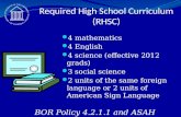 Required High School Curriculum (RHSC)