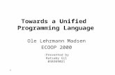 Towards a Unified  Programming Language