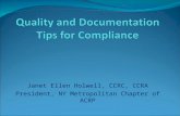 Quality and Documentation Tips for Compliance
