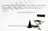 “Acting is the ability to live truthfully under imaginary circumstances.” Sanford Meisner