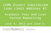 150 % Direct Subsidized Loan  Limit Webinar #1 Academic  Year and Loan Period  Reporting