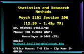 Statistics and Research Methods Psych 3101 Section 200 (12:30 – 1:45p TR)