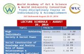 LECTURE SCHEDULE  –  AUGUST 25, 2014