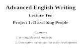 Advanced English Writing Lecture Ten Project 1: Describing People Contents