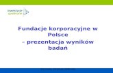 Fundacje korporacyjne w Polsce –  prezentacja wyników  bada ń Warszawa, 2 9 lutego  200 8  r oku
