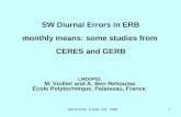 SW  Diurnal Errors in ERB monthly means: some studies from  CERES and GERB LMD/IPSL