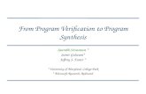 From Program Verification to Program Synthesis