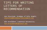 Tips for Writing Letters of Recommendation