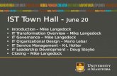 IST Town Hall -  June 20 Introduction – Mike Langedock IT Transformation Overview – Mike Langedock