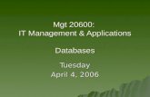 Mgt 20600:  IT Management & Applications Databases