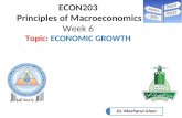 ECON203  Principles of Macroeconomics Week 6 Topic :  ECONOMIC GROWTH
