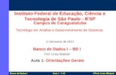 Banco de Dados I – BD I  Prof. Lineu Mialaret  Aula 1:  Orientações Gerais
