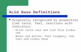 Acid Base Definitions