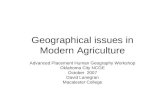 Geographical issues in Modern Agriculture