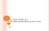 Lecture 16:  The Existence of God