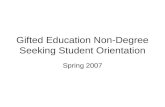 Gifted Education Non-Degree Seeking Student Orientation
