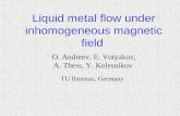 Liquid metal flow under inhomogeneous magnetic field