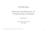 ICOM 4036 Structure and Properties of  Programming Languages Lecture 1 Prof. Bienvenido Velez
