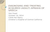DIAGNOSING AND TREATING  ACQUIRED (ADULT) APRAXIA OF  SPEECH