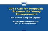 2012 Call for Proposals  Erasmus for Young Entrepreneurs