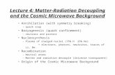 Lecture 4: Matter-Radiation Decoupling and the Cosmic Microwave Background