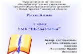 Русский язык                                                        2 класс УМК “Школа России ”