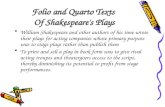 Folio and Quarto Texts Of Shakespeare's Plays