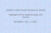 Sudden Infant Death Syndrome (SIDS) Highlights of its Epidemiology and History