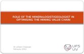 ROLE OF THE MINERALOGIST/GEOLOGIST IN OPTIMISING THE MINING VALUE CHAIN