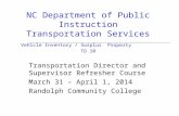 Transportation Director and Supervisor Refresher Course March 31 – April 1, 2014