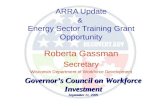 ARRA Update & Energy Sector Training Grant Opportunity