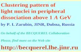 Clustering pattern of light nuclei in peripheral dissociation above 1  A  GeV