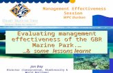 Evaluating management effectiveness of the GBR Marine Park.… …&  some lessons learnt