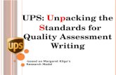 UPS:  U n p acking the S tandards for Quality Assessment Writing
