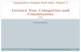 Linguistics  Tripos  Part One, Paper 2 Lecture Two: Categories and Constituents