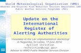 Update on the International Register of  Alerting Authorities