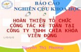 HOÀN THIỆN TỔ CHỨC CÔNG TÁC KẾ TOÁN TẠI CÔNG TY TNHH CHÌA KHÓA VIỄN ĐÔNG Nguyễn Thị Phương