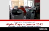 Présentation Solutions Lexmark Alpha  Days  – janvier 2012