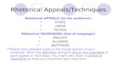 Rhetorical Appeals/Techniques