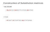 Construction of Substitution matrices BLOSUM BLO CKS  SU BSTITUTION  M ATRIX  PAM