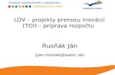 LDV – projekty prenosu inovácií (TOI) – príprava rozpočtu