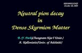 Neutral pion decay in  Dense Skyrmion Matter