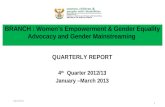 BRANCH : Women’s Empowerment & Gender Equality Advocacy and Gender Mainstreaming