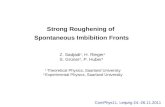 Strong Roughening of  Spontaneous Imbibition Fronts