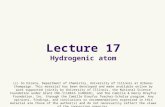 Lecture 17 Hydrogenic  atom