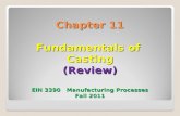 Chapter 11 Fundamentals of  Casting (Review) EIN 3390   Manufacturing Processes Fall 2011